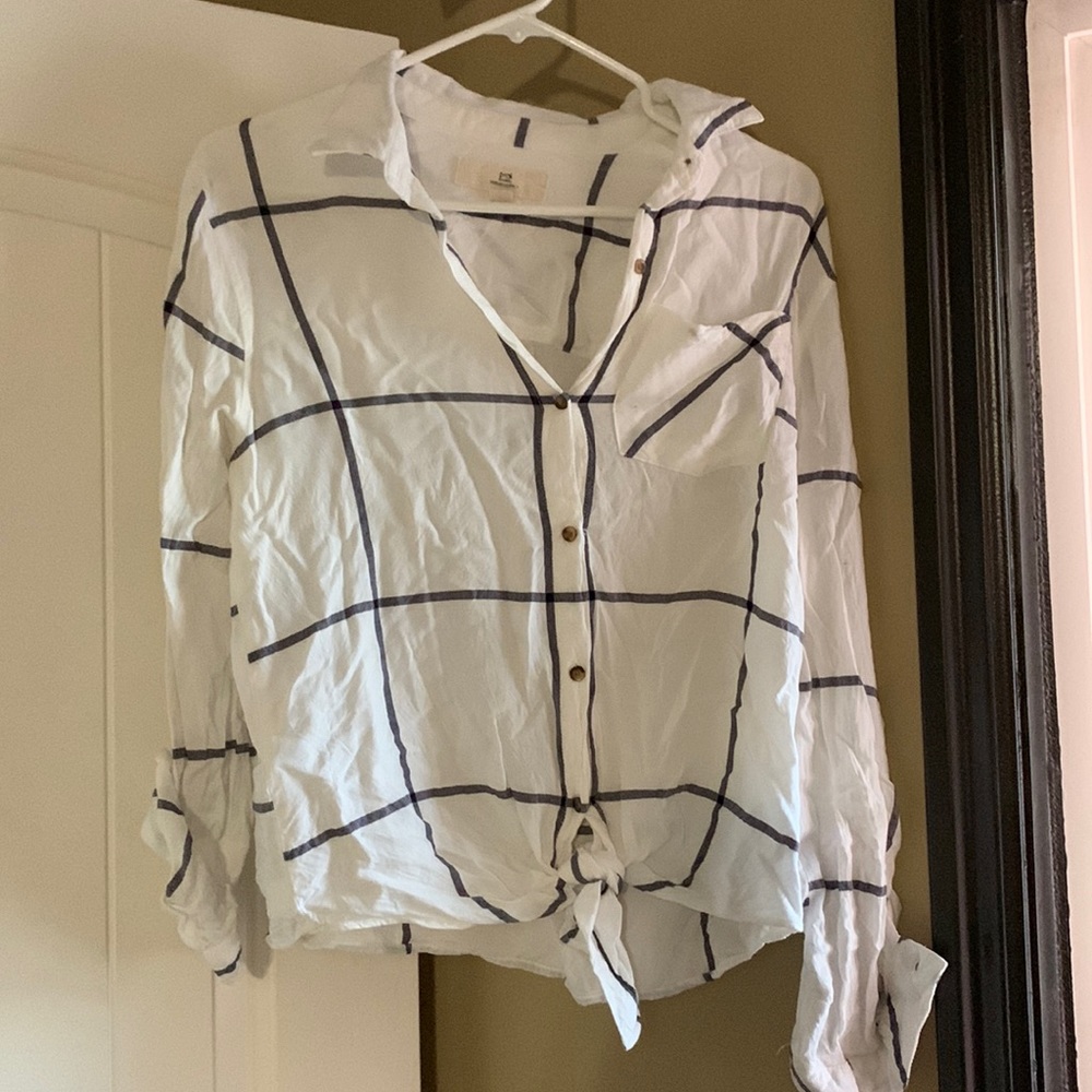 Thread and Supply White Button Up Crop